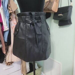 Zara Black Faux Leather Mini Skirt